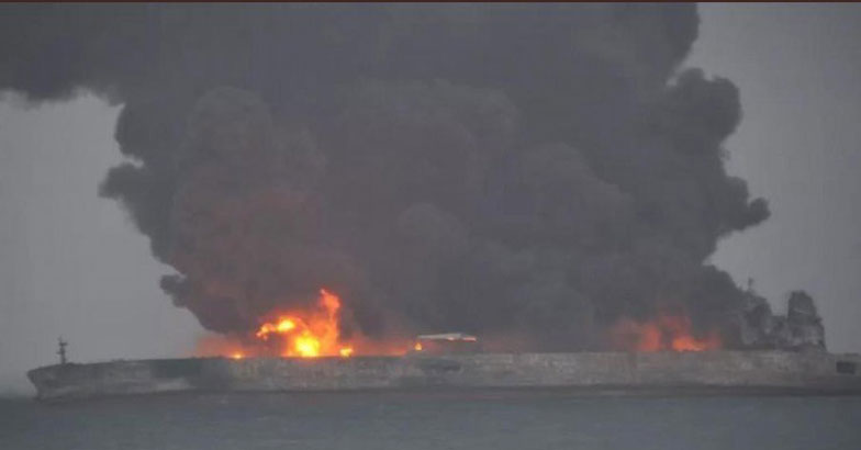 Tanker ablaze